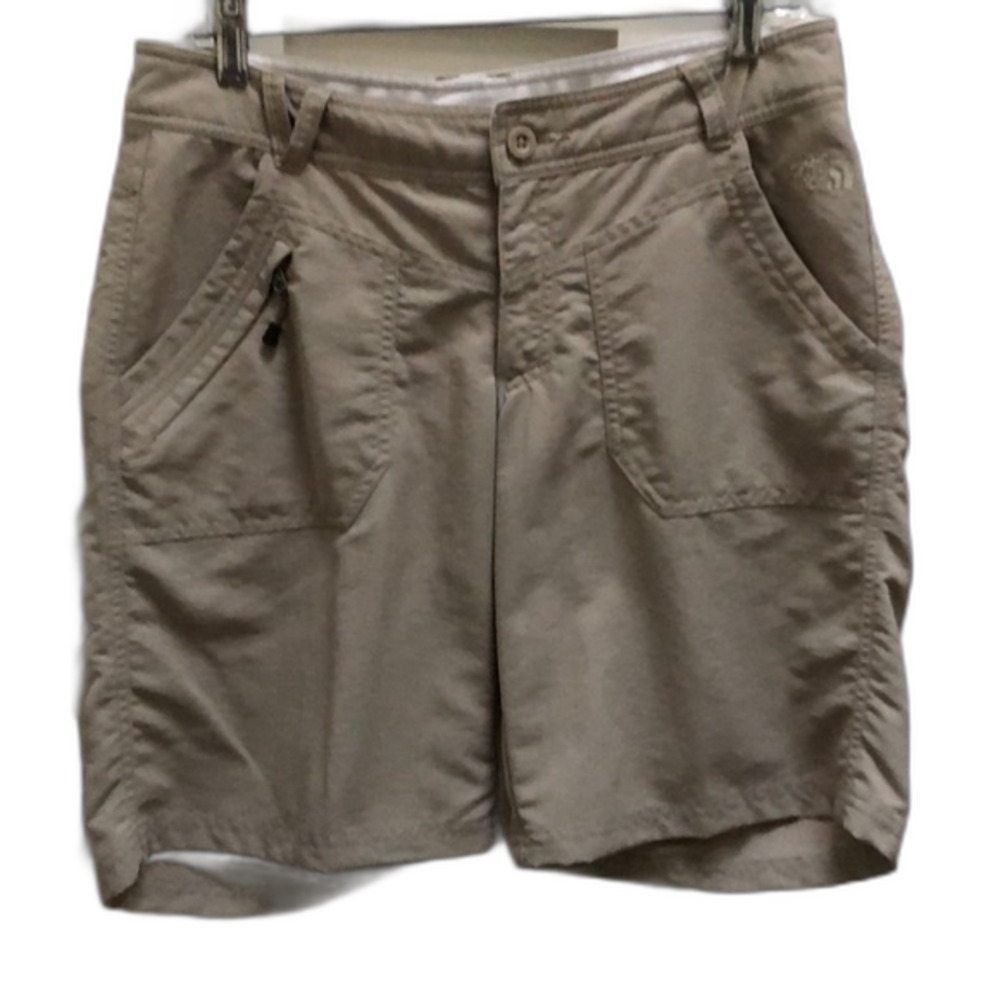 VGUC North Face hiking shorts khaki tan 10” inseam Womens Sz 8